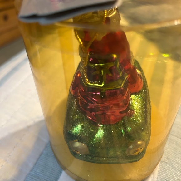 NWT Glass by Peschka Vintage Santa in Green Car 1996 Christmas Ornament - Picture 6 of 6